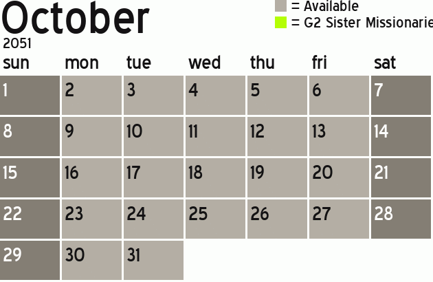 Missionary Dinner Calendar