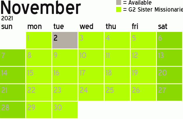Missionary Dinner Calendar