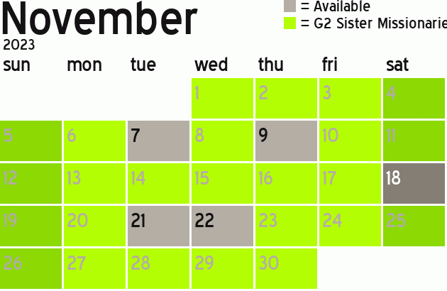 Missionary Dinner Calendar