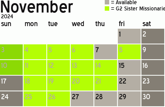 Missionary Dinner Calendar