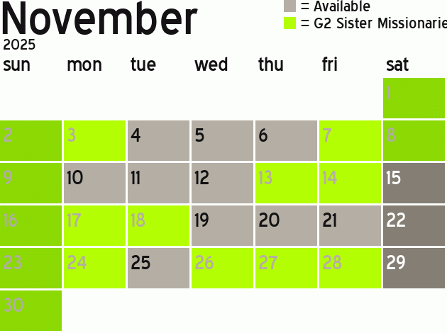 Missionary Dinner Calendar