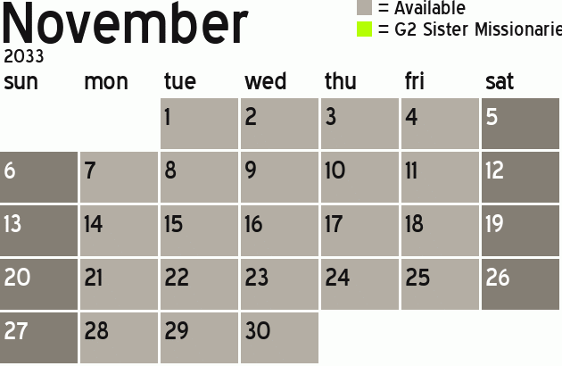 Missionary Dinner Calendar