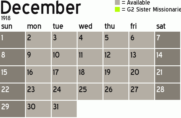 Missionary Dinner Calendar
