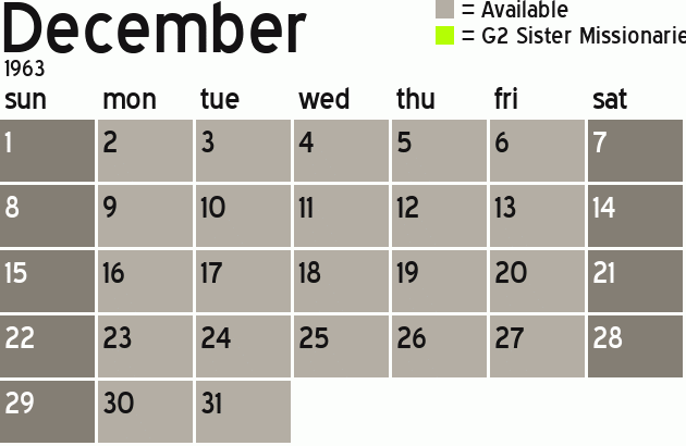 Missionary Dinner Calendar