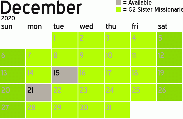 Missionary Dinner Calendar