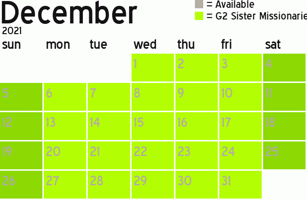Missionary Dinner Calendar