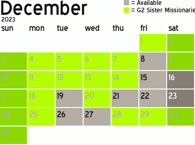 Missionary Dinner Calendar