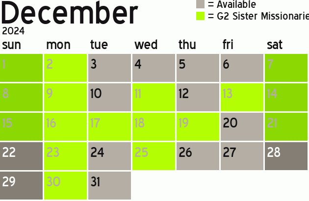 Missionary Dinner Calendar