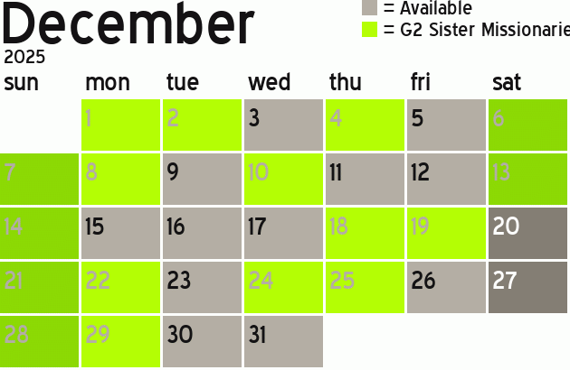 Missionary Dinner Calendar